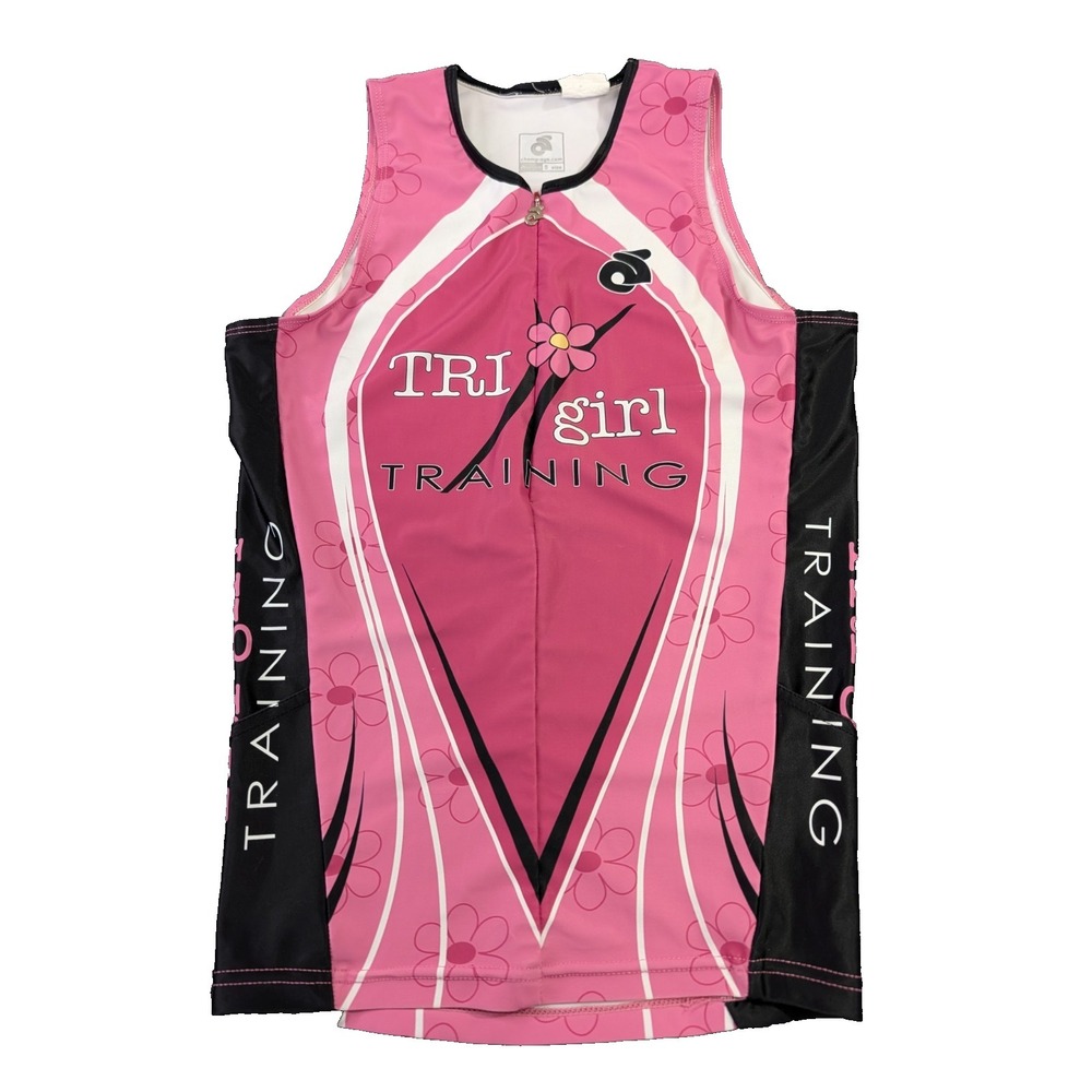 Champion Systems Triathlon Training Tank Top Jersey Women S Pink Floral  1/4 Zip